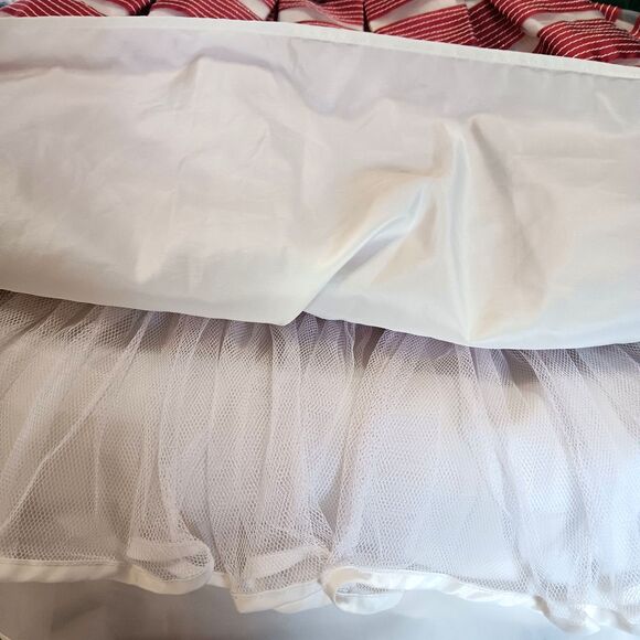 Jona Michelle Red White Stripe Party Dress Sleeveless with Faux Fur Shrug Sz 12 - Picture 10 of 13